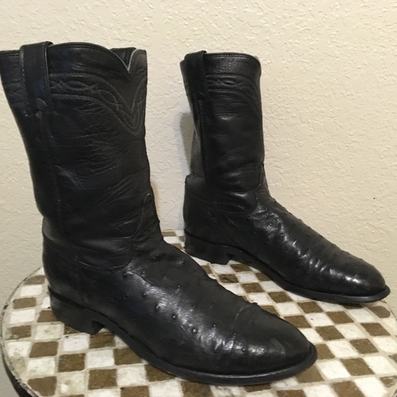 JUSTIN BLACK OSTRICH BOOTS 8.5 D main image 6